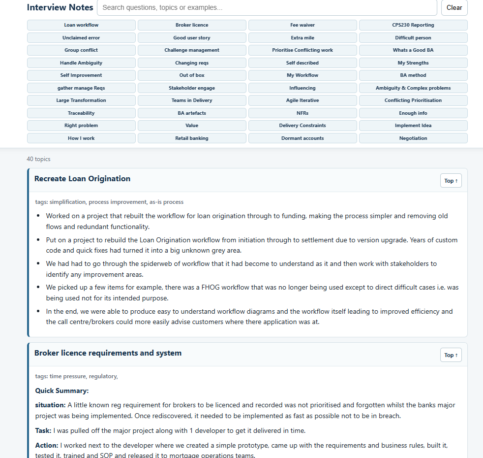 Interviewer MVP interface